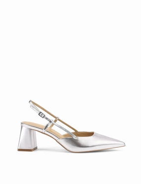 Party Mate Day Break Yasmine Slingback Heels - Silver Metallic Leather