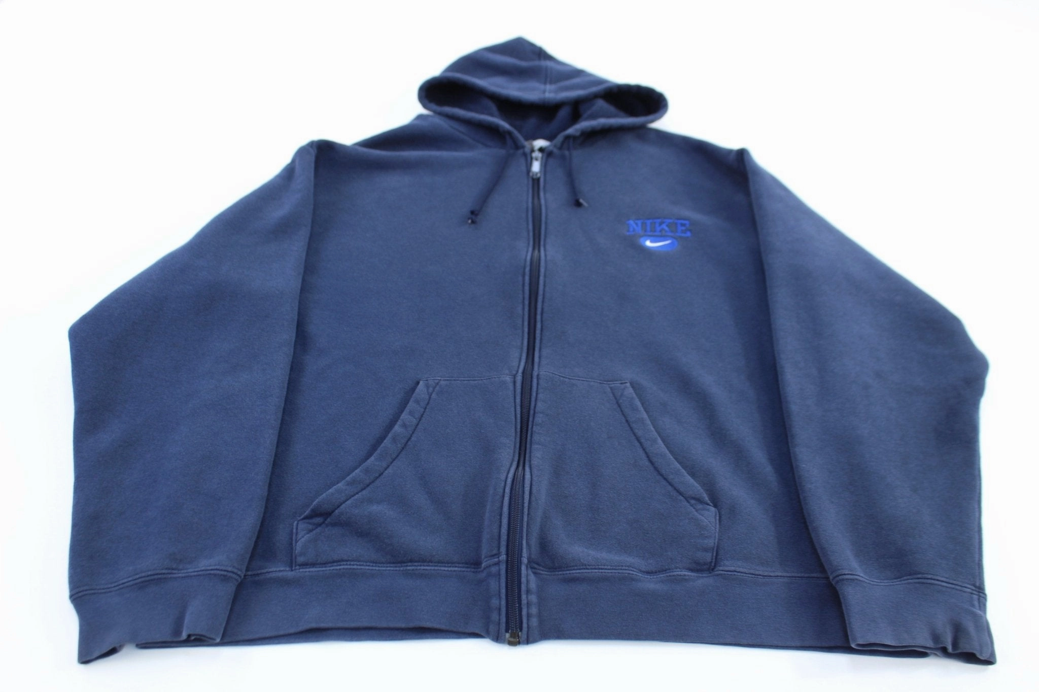 Weatherproof Protection Vintage Nike Embroidered Logo Navy Blue Hooded Zip Up Jacket