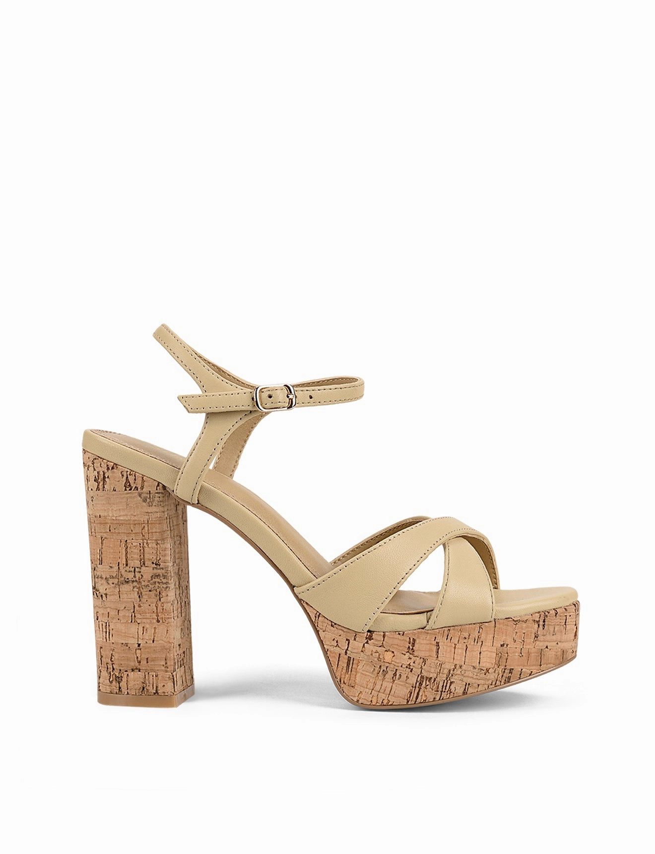 Hannah Platform Sandals - Custard Yellow Leather & Cork Top Trend Practical Design