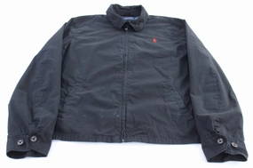 Polo Ralph Lauren Embroidered Logo Black Zip Up Jacket Wind Resistant Cold Weather Wear