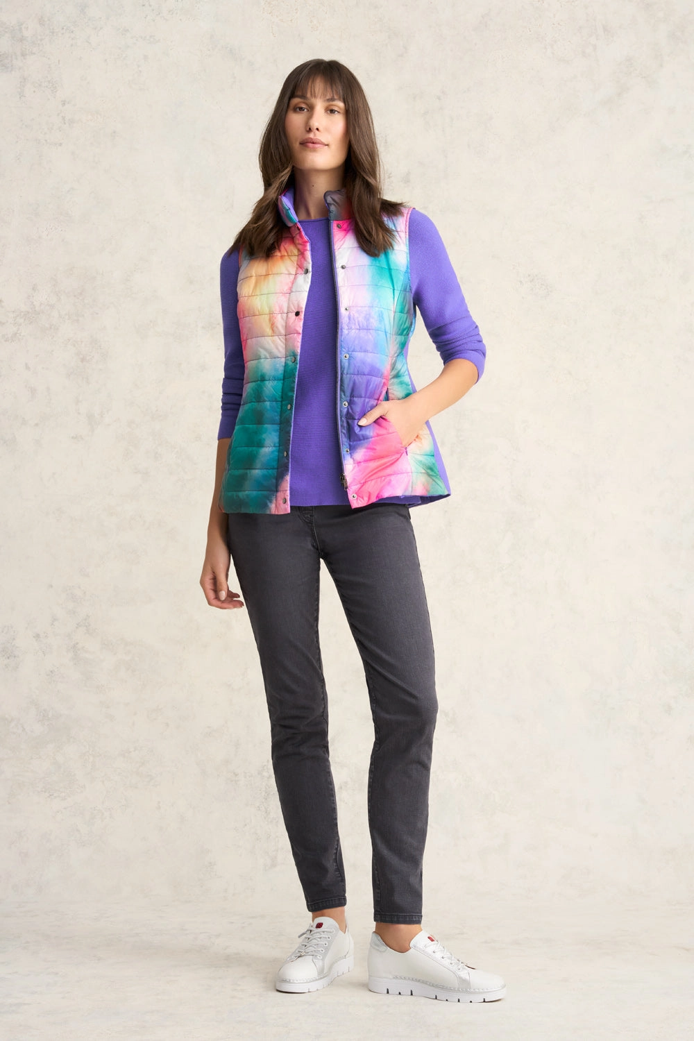 HypoallergenicInnerLayer Reversible Puffer Vest - Aurora Print