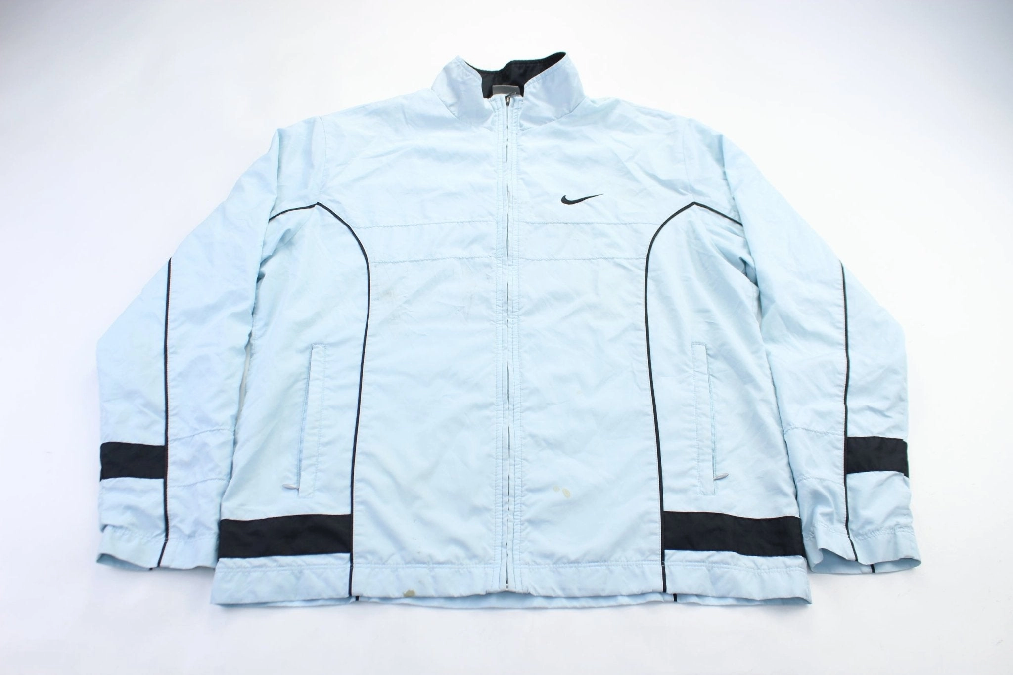 UltraLight Packable Design Cold Weather Jacket Women's Nike Embroidered Logo Light Blue & Black Jacket