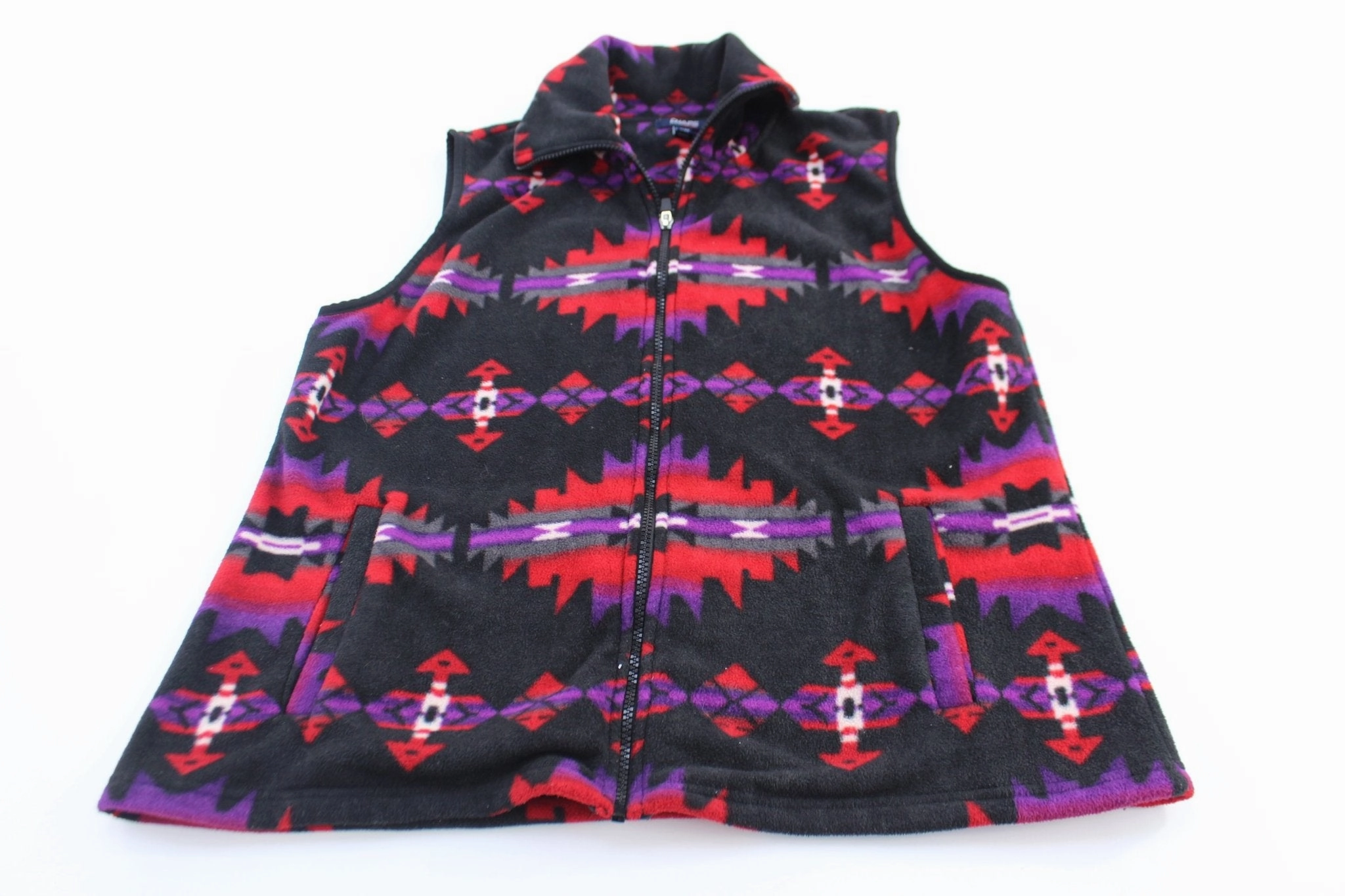 Standard Women's Chaps Sport Fleece Patterned Zip Up Vest