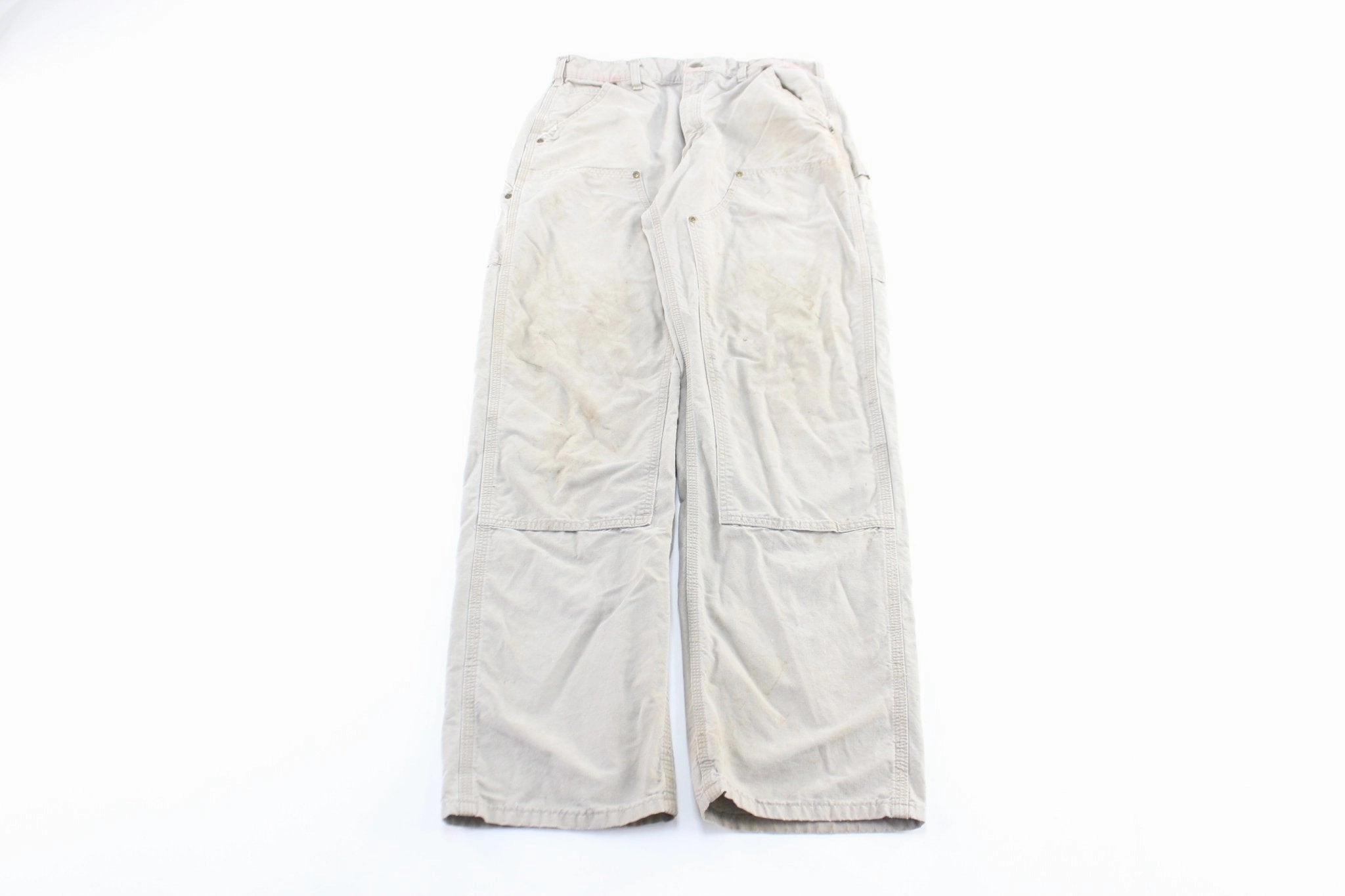 Carhartt Logo Patch Beige Carpenter Pants Ultra Soft Comfortable Cut