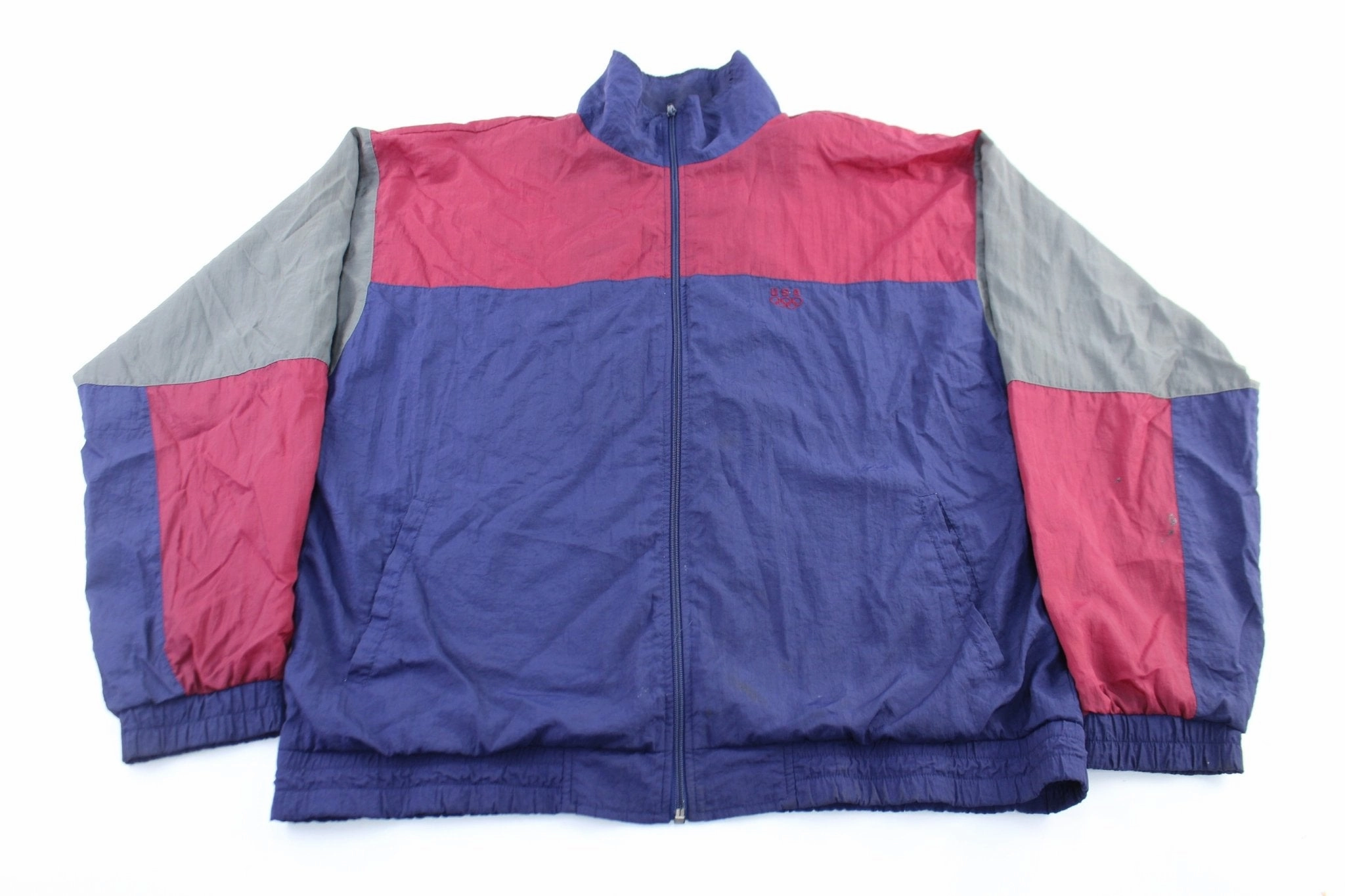 USA Olympic Grey, Burgundy, & Blue Zip Up Jacket Timeless Protection