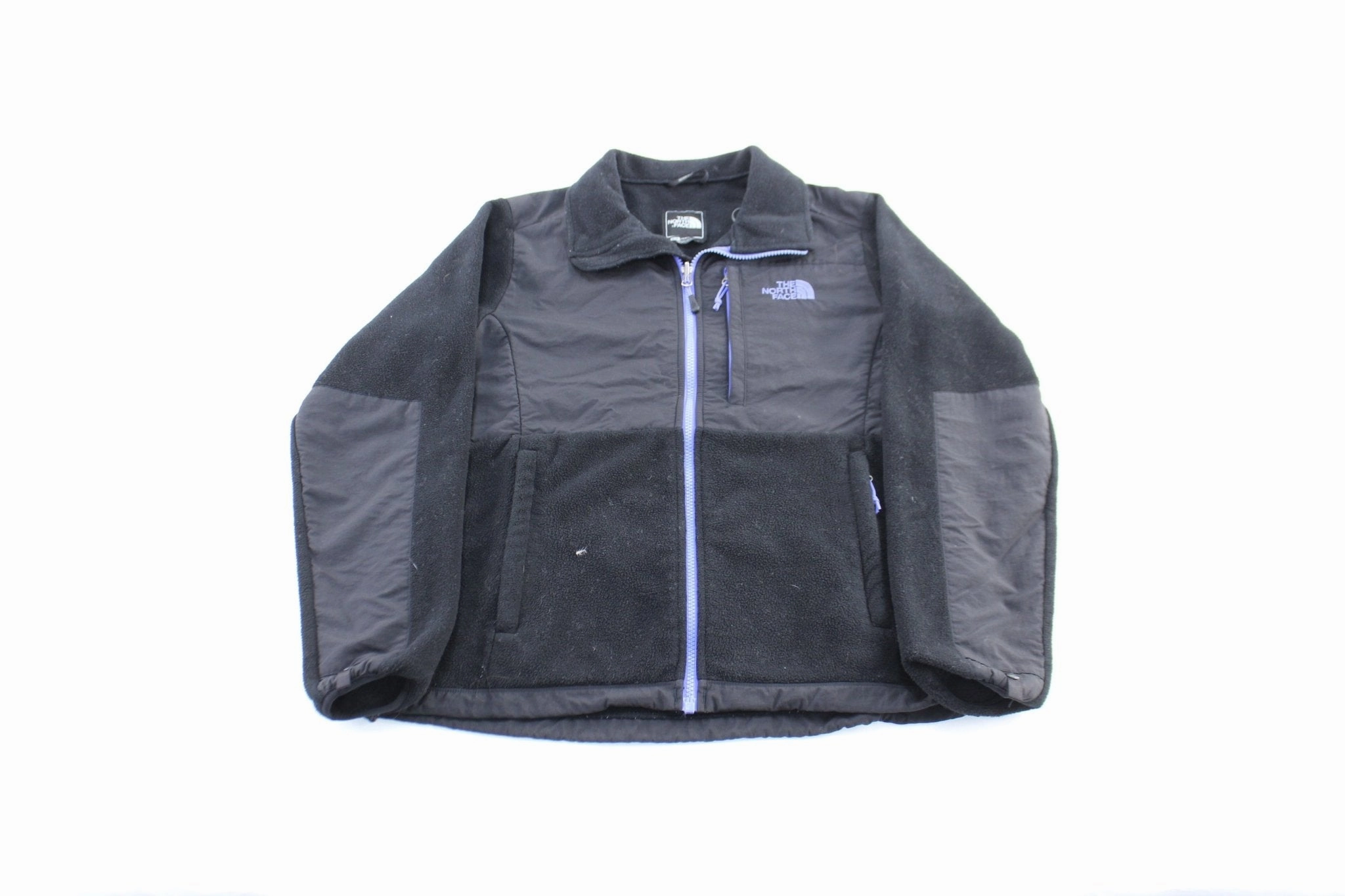 Women's The North Face Embroidered Logo Black & Purple Zip Up Jacket Quiet Fabric