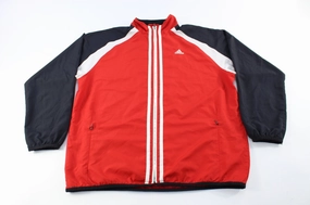 cruise trip Adidas Embroidered Logo Black, Red, & White Striped Zip Up Jacket