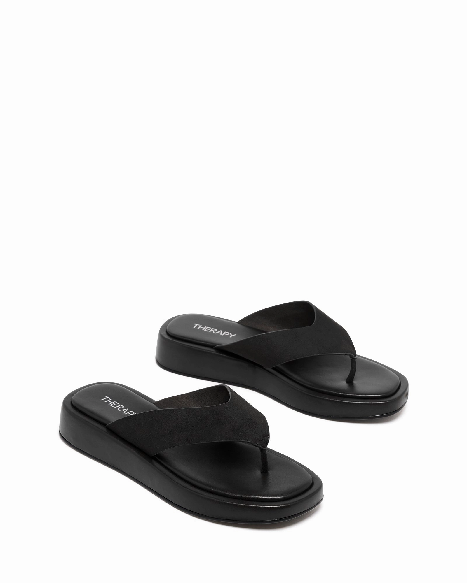 Comfy Wear Adjustable Design Veda Thong Sandal Black Suede