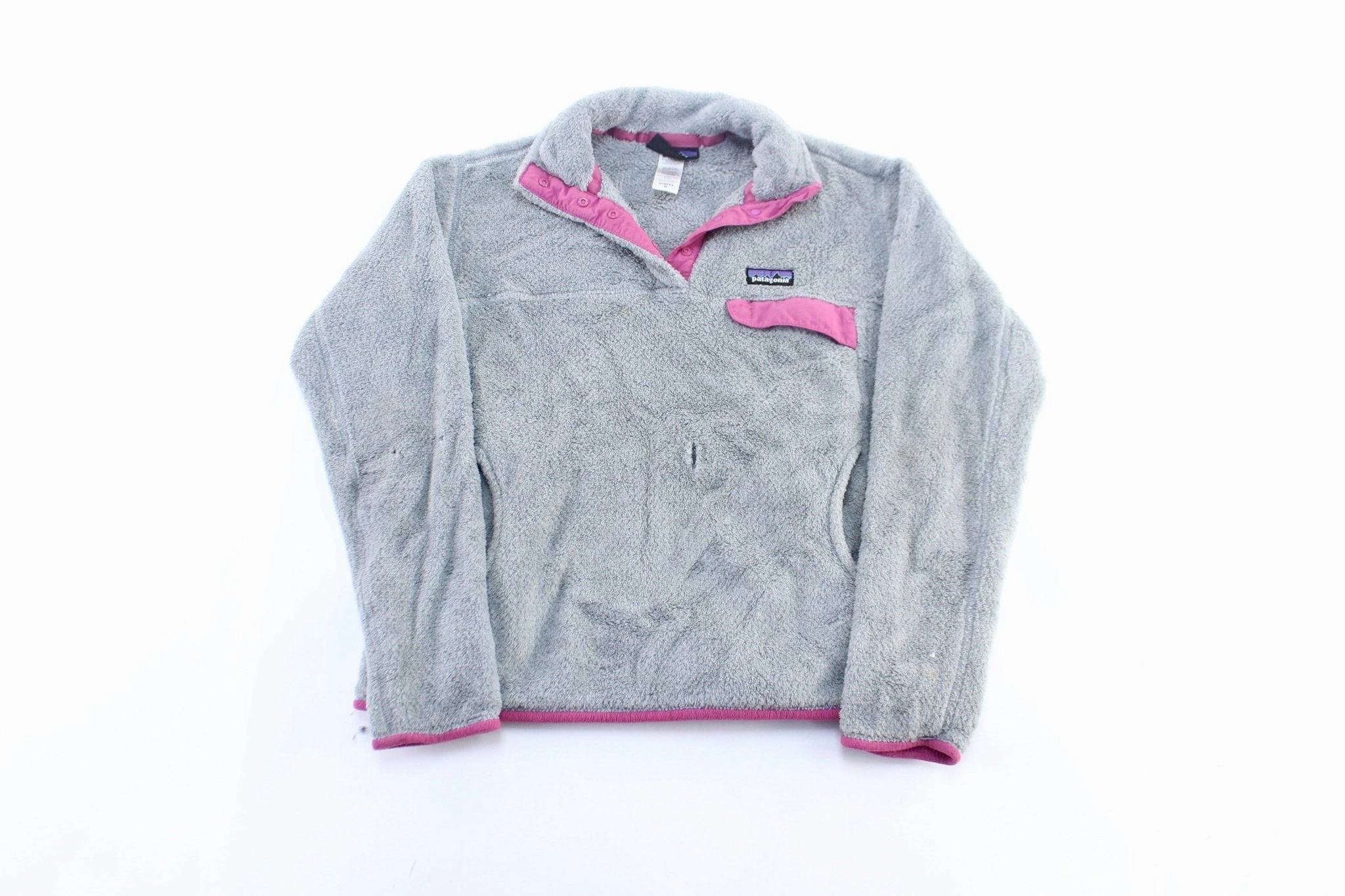 Dynamic Feel Women's Patagonia Logo Patch Grey & Pink Pullover Jacket