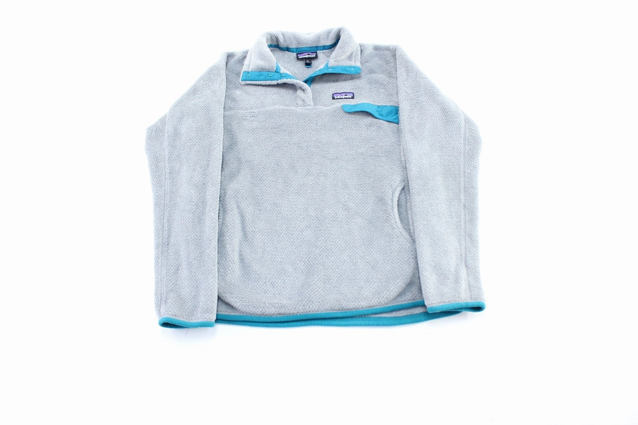 Empathy Biker Women's Patagonia Logo Patch Grey & Turquoise Pullover Jacket