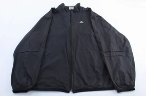 Vintage Adidas Embroidered Logo Black Zip Up Jacket Windproof Protection