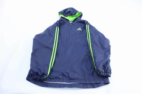 Water resistant coating Fresh Layer Vintage Adidas Embroidered Logo Blue & Striped Striped Pullover Jacket