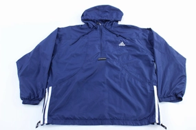 Vintage Adidas Embroidered Logo Blue & White Striped Pullover Jacket Crisp Air Eliminate