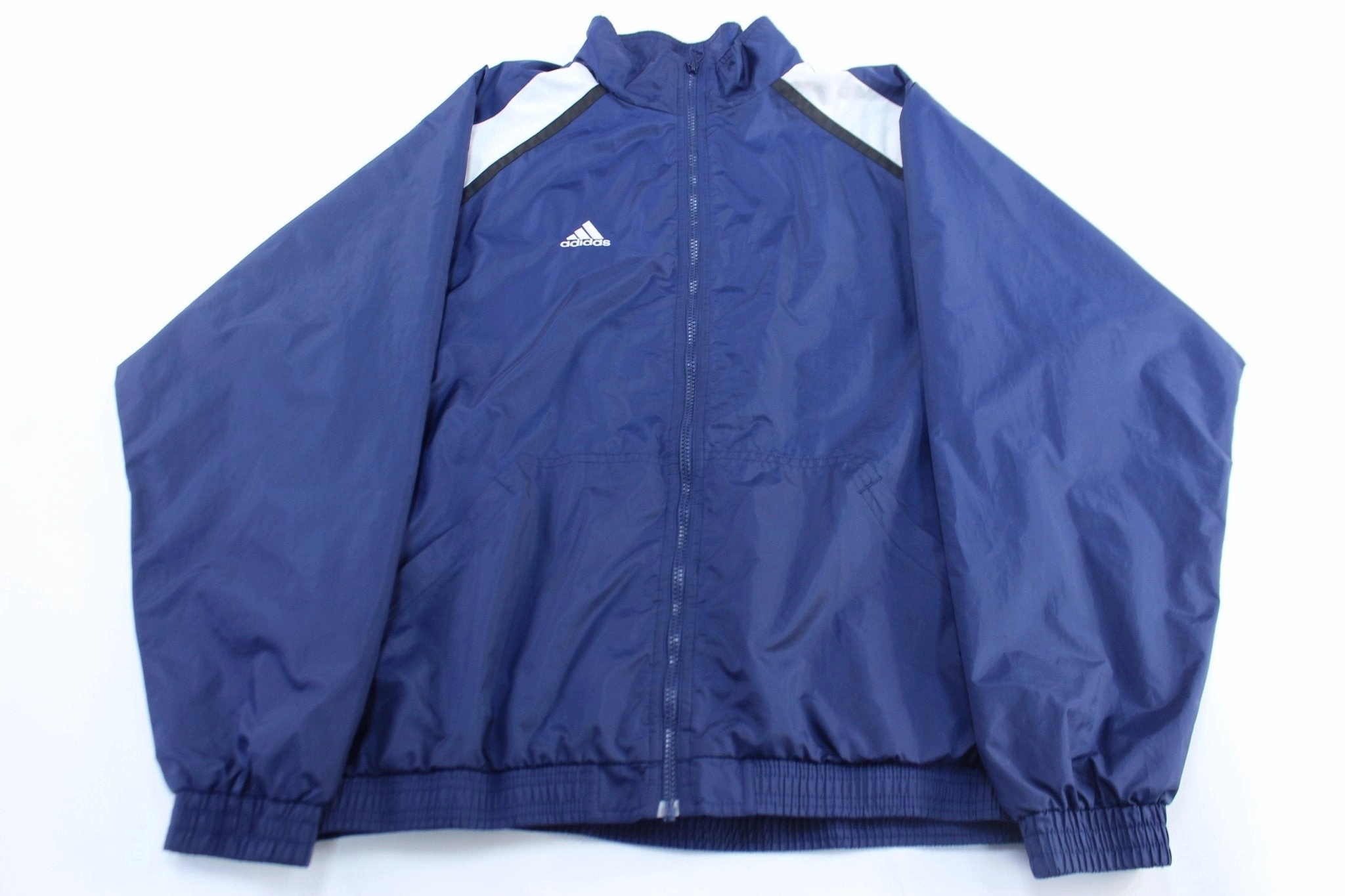 Heavyweight Legacy Vintage Adidas Embroidered Logo Blue, Black, & Whi Zip Up Jacket