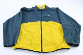 Fearlessness Vintage Adidas Embroidered Logo Teal & Yellow Fleece Zip Up Jacket