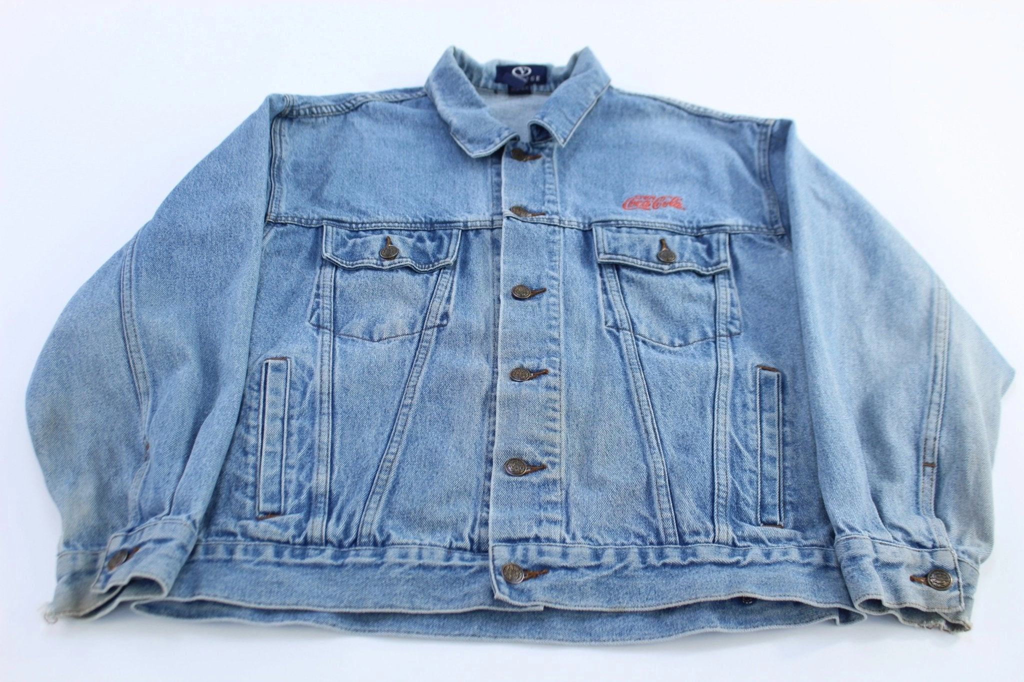 Vintage Coca-Cola Embroidered Logo Denim Jacket Clean Edge