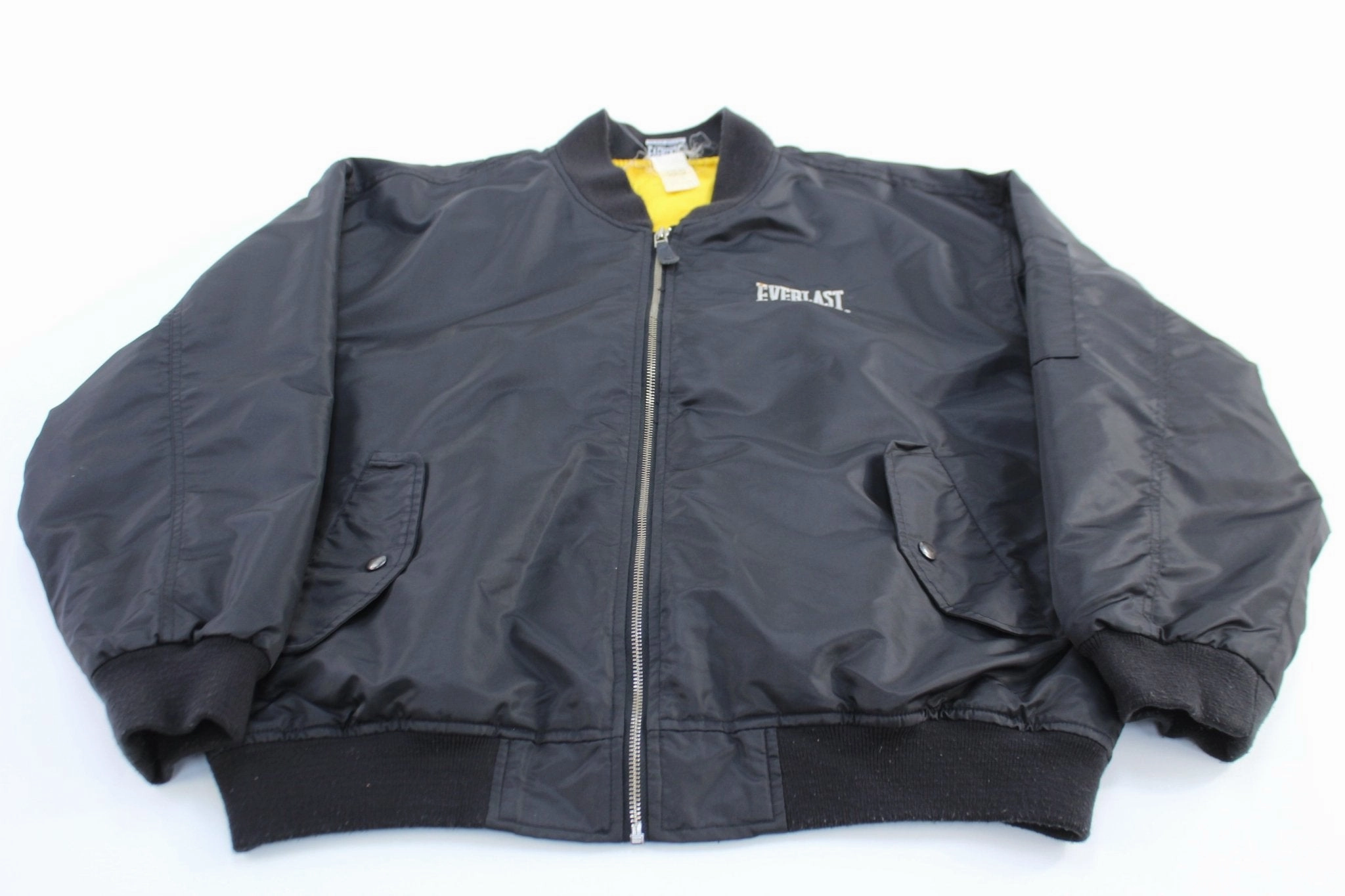 Vintage Everlast Boxing Embroidered Black Bomber Jacket Stretchable Material