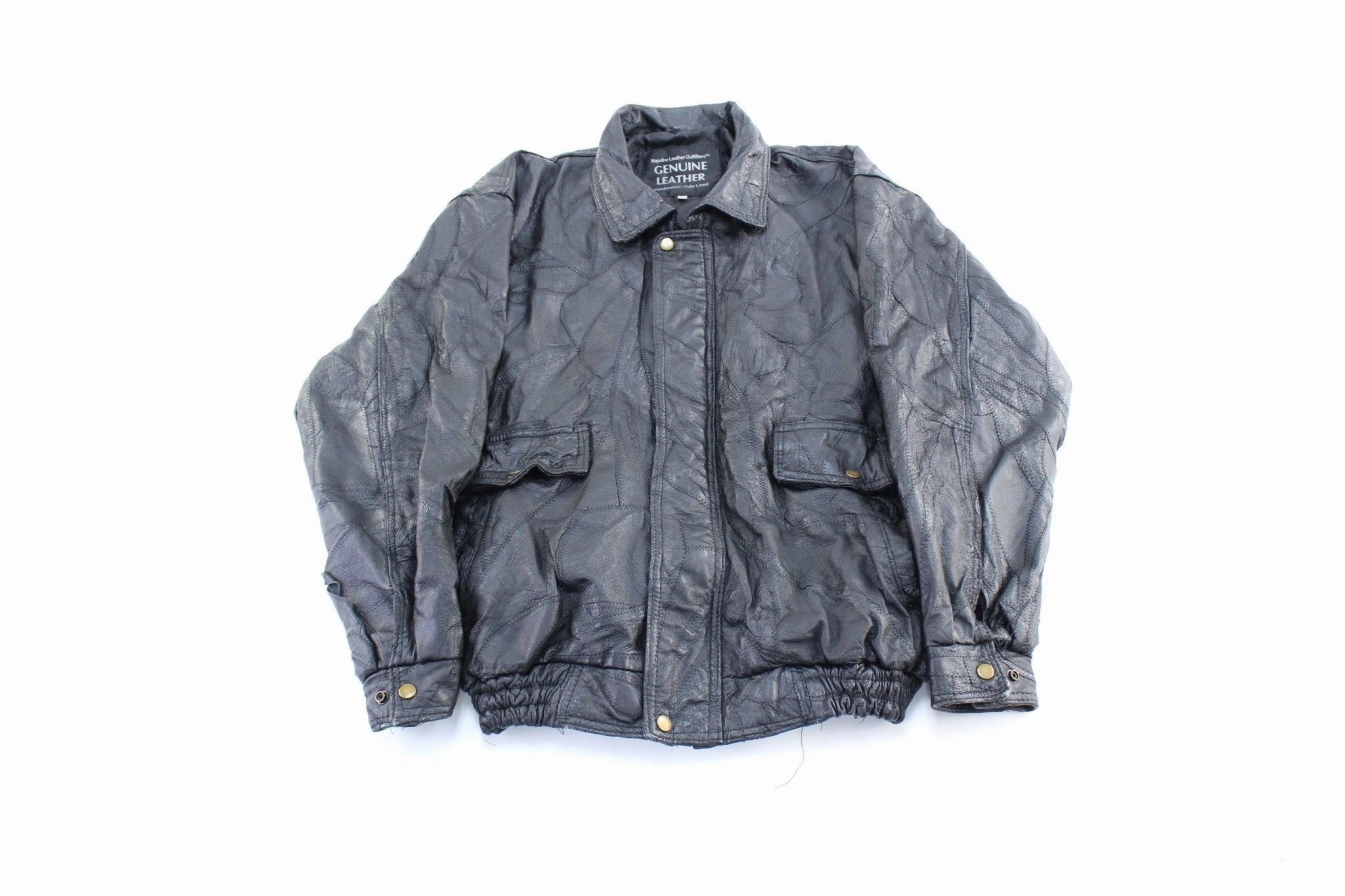 Cold Weather Protection Everyday Warmth Vintage Napoline Black Leather Zip Up Jacket