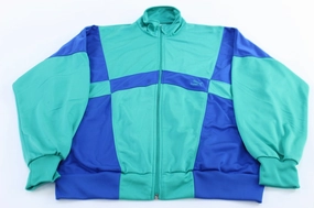 Vintage Puma Embroidered Logo Aqua & Blue Colorblock Track Jacket Essential Fashion Chill Control