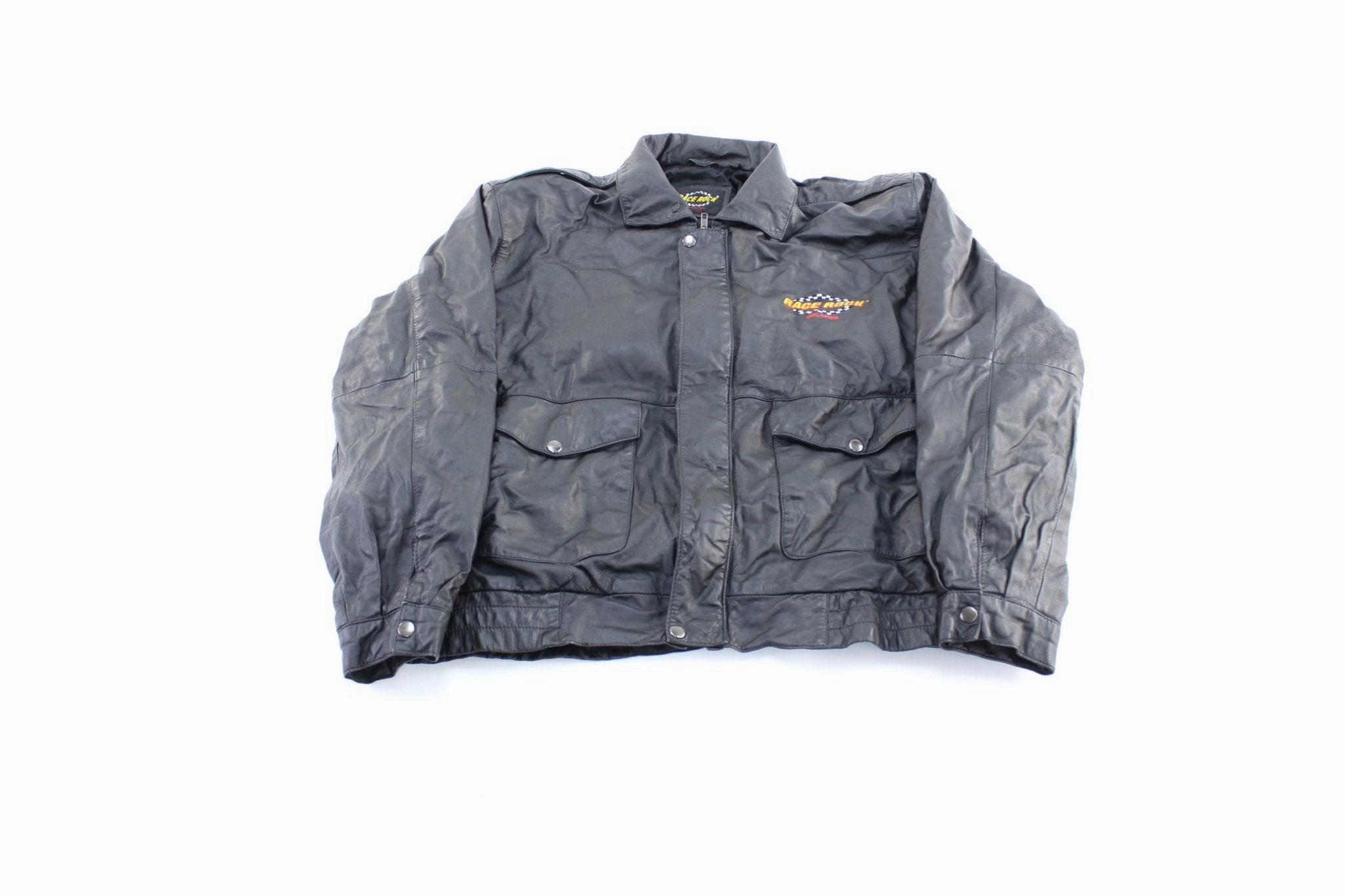 Vintage Race Rock Orlando Embroidered Leather Zip Up Jacket Manufacture winter season