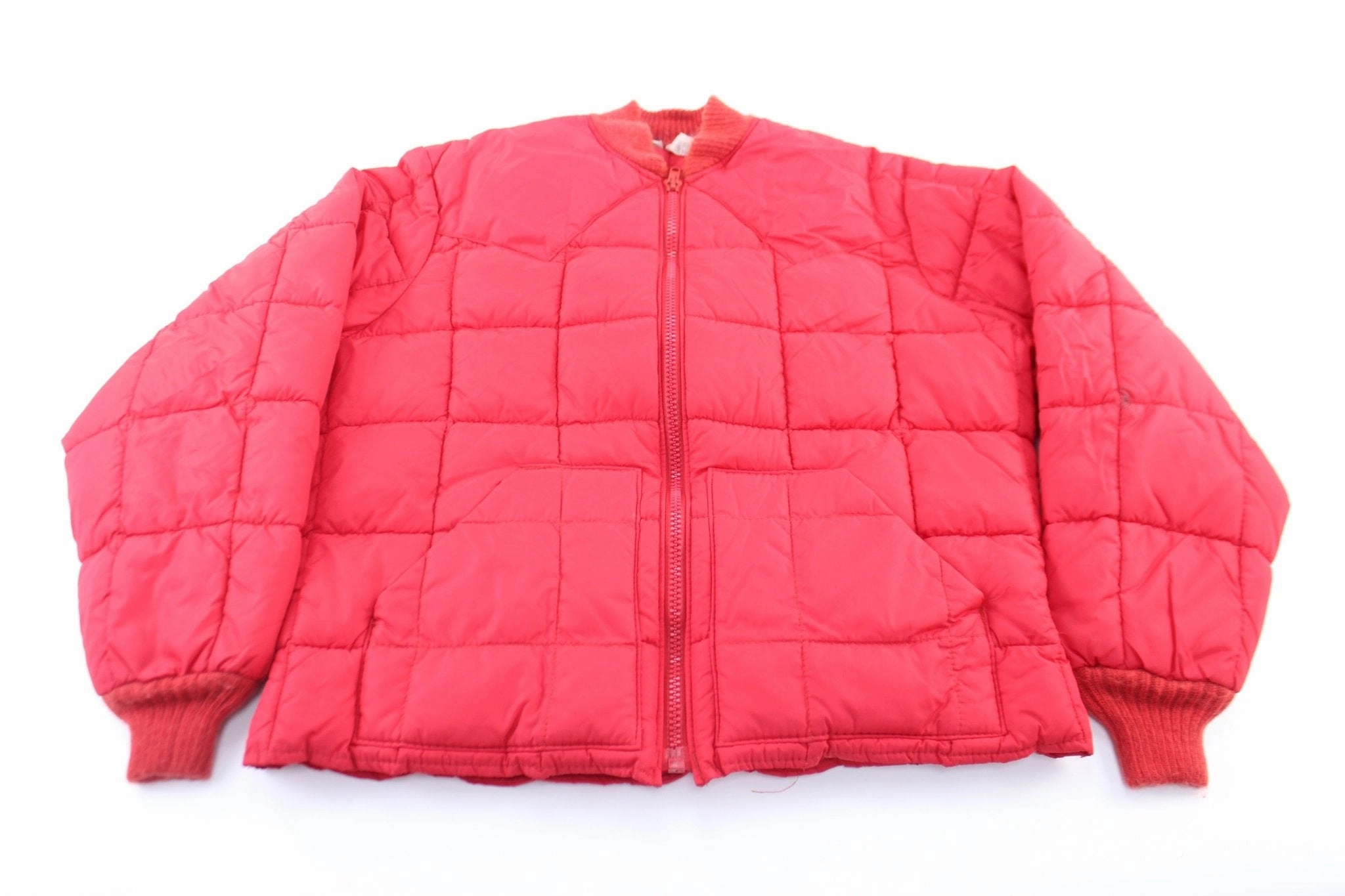 Moisture Wicking Technology Bond Vintage Red Puffer Insulated Zip Up Jacket