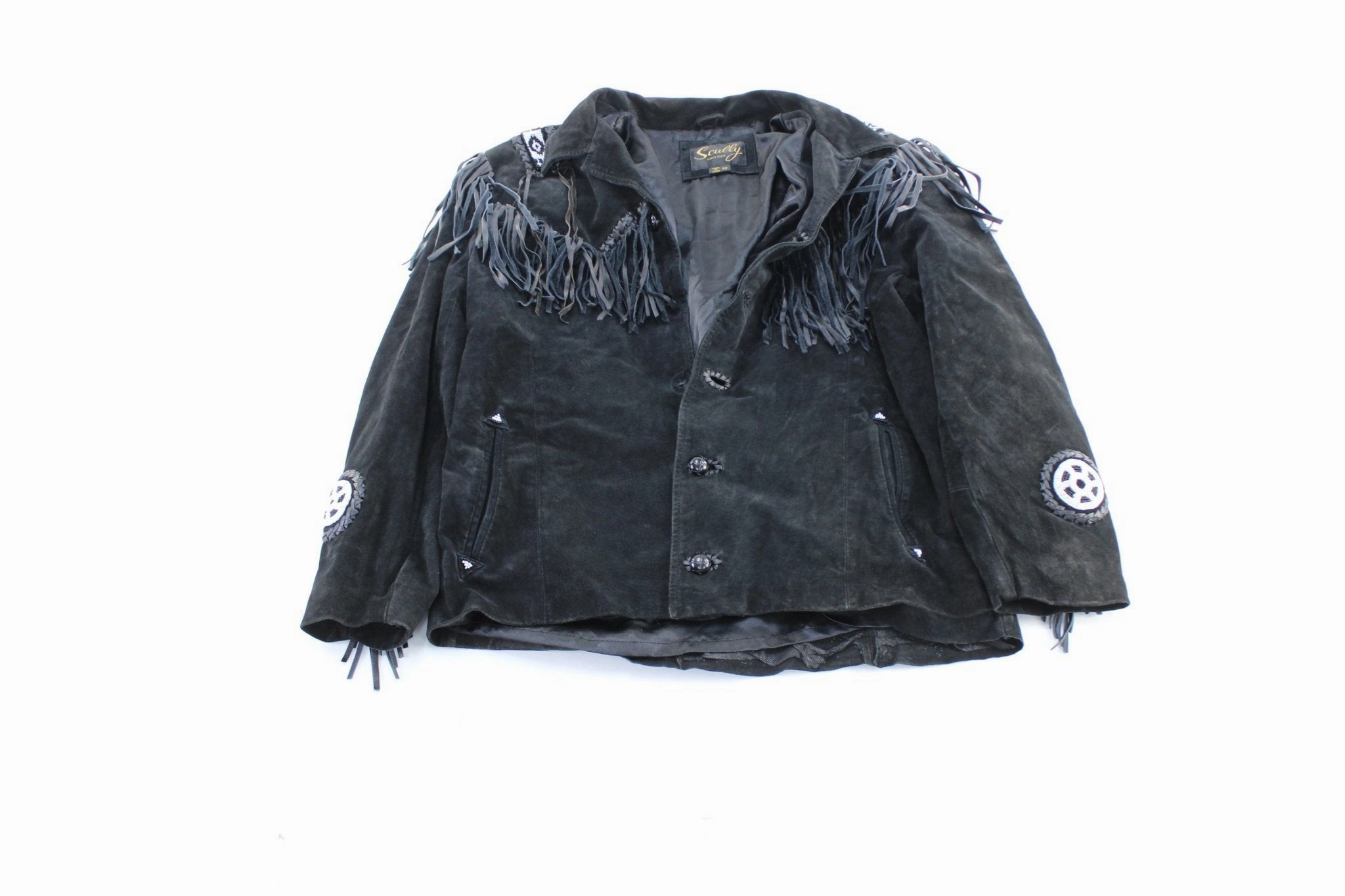 cloudy Vintage Scully Black Fringed Suede Jacket