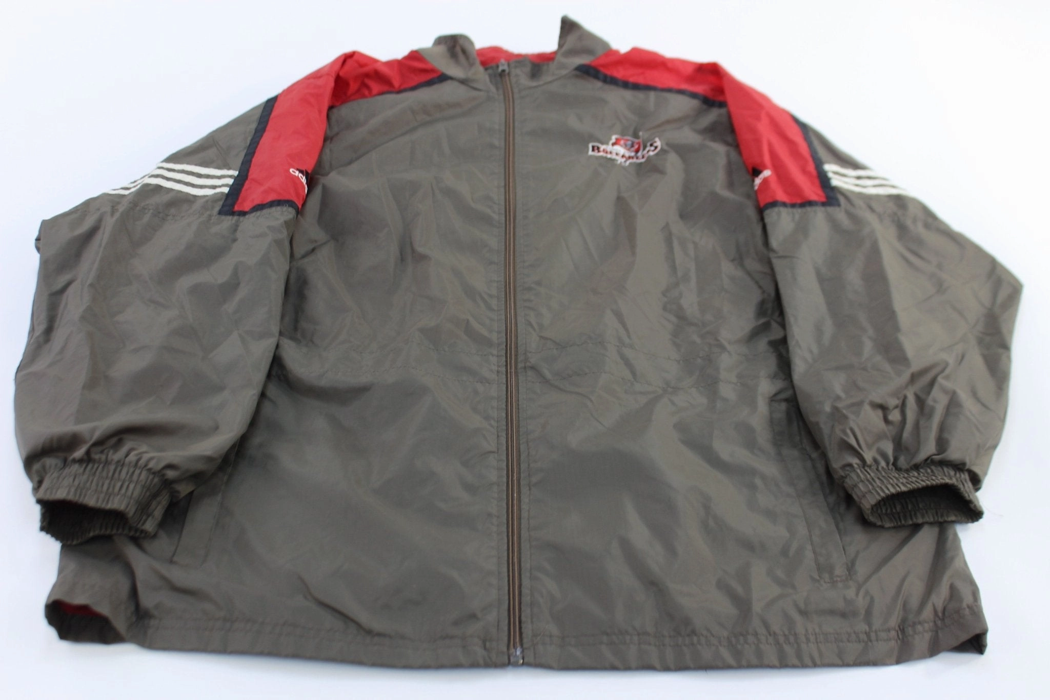 Vintage Tampa Bay Buccaneers Embroidered Adidas Windbreaker Jacket suitable for outdoor adventures