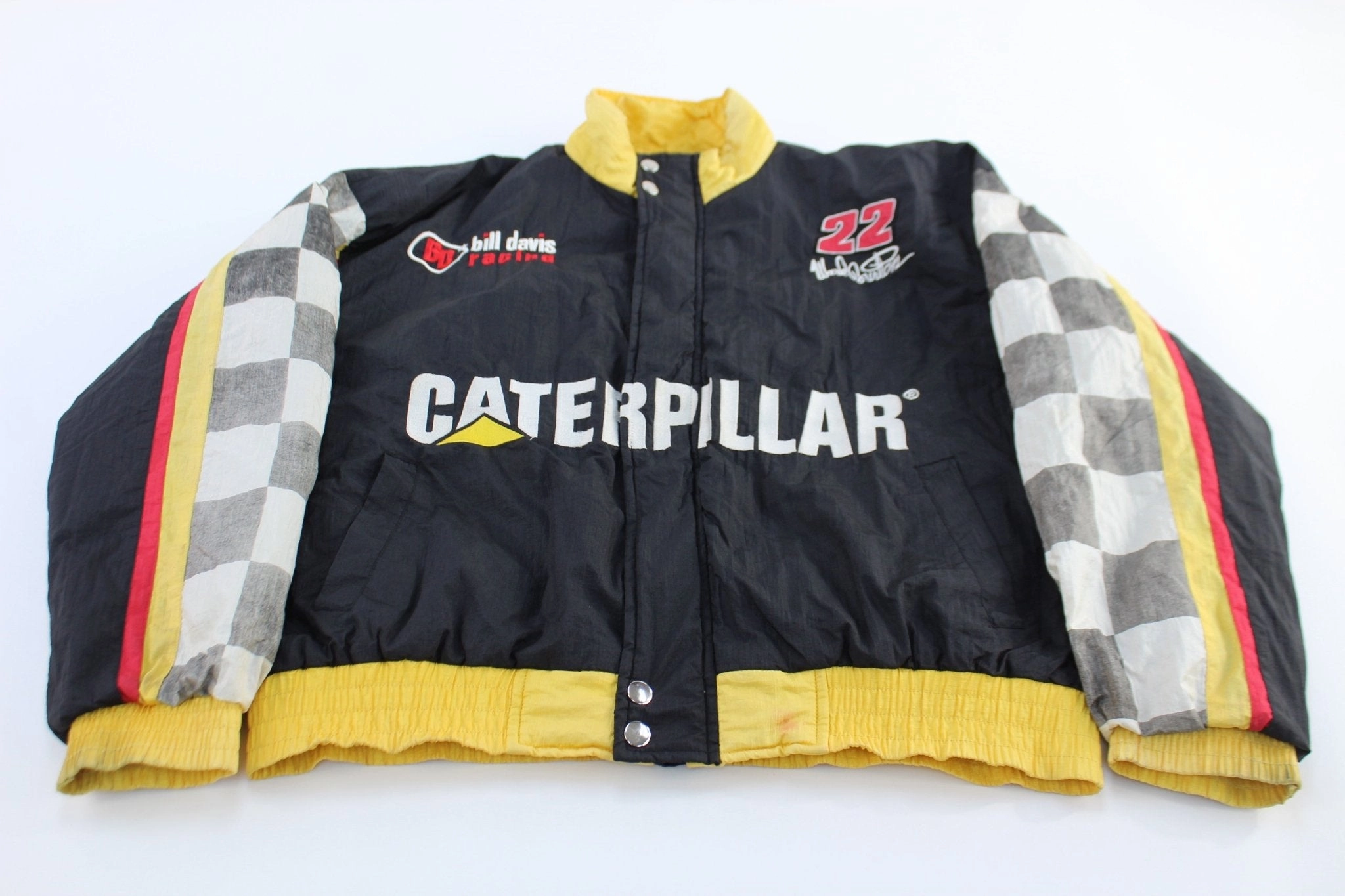 long sleeved Vintage Ward Burton Embroidered Nascar Caterpillar Zip Up Jacket