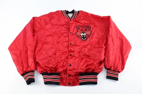 Unique Vintage Wildcat Embroidered Black & Red Bomber Jacket