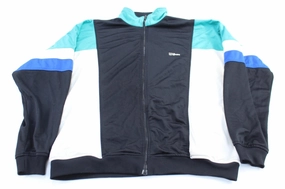 Sort Outdoor Apparel Vintage Wilson Embroidered Logo Blue, Black ,& White Track Jacket