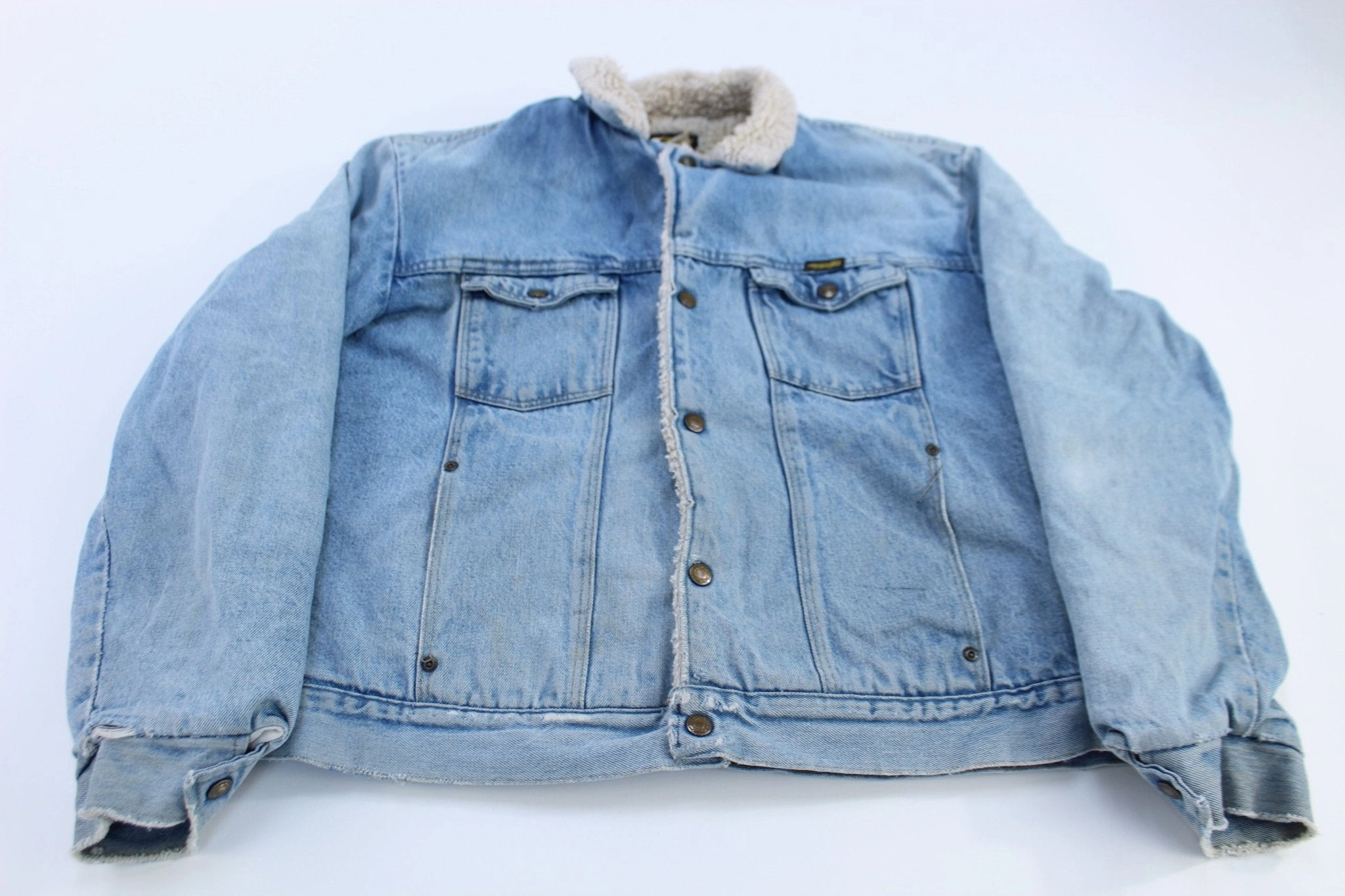 Vintage Wrangler Sherpa Lined Light Wash Denim Jacket Idolize