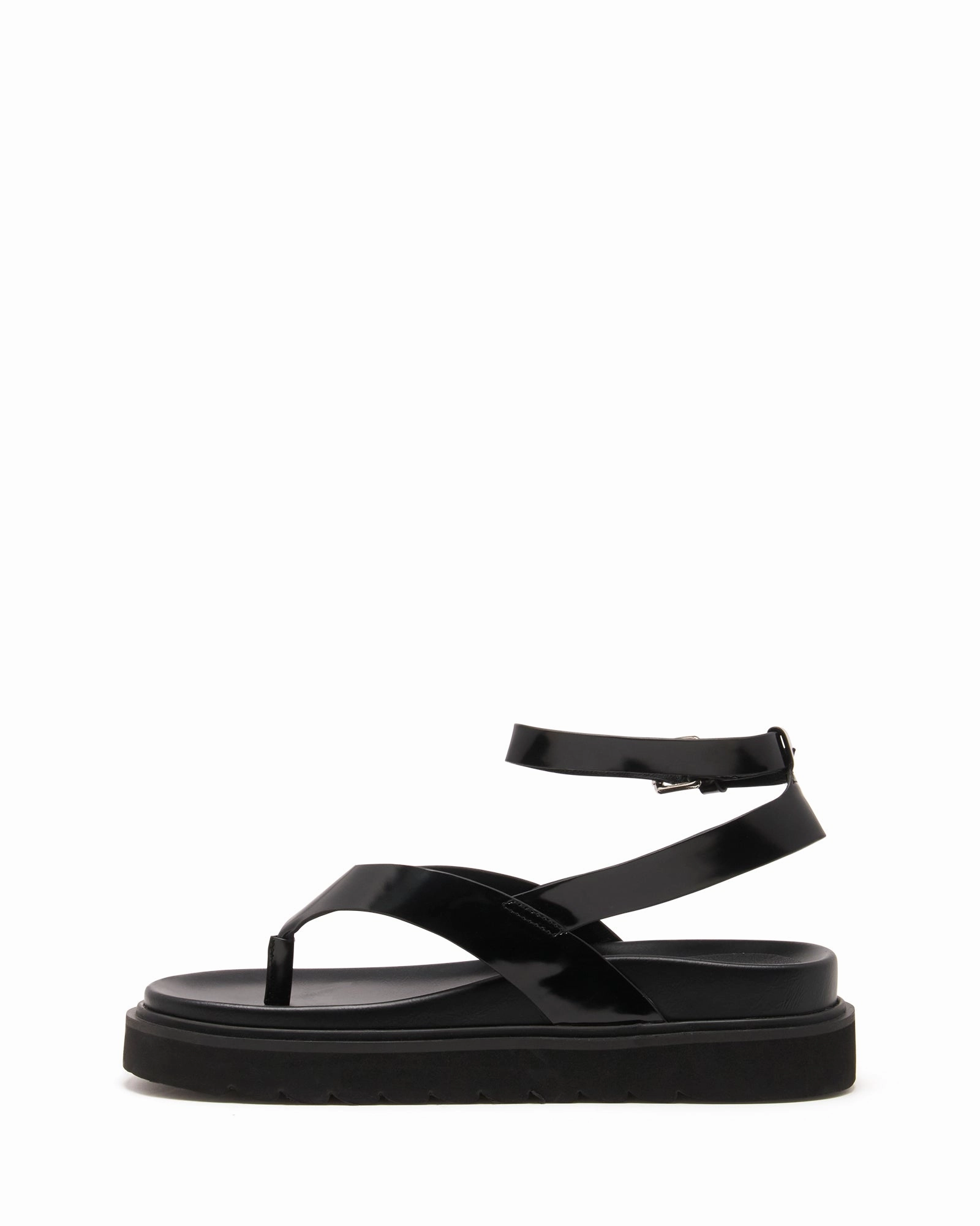 Layered Midsole Visa Sandal Black Patent
