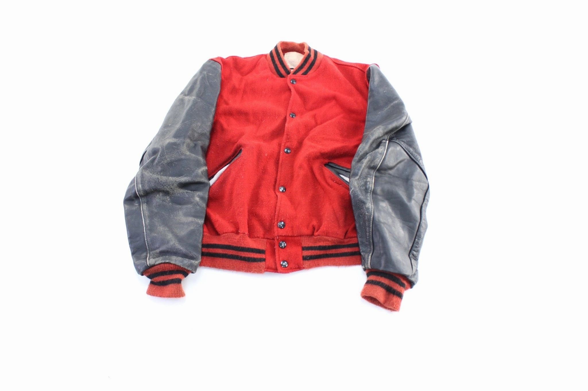 1985 DeLong Sportswear Red & Black Varsity Jacket Midweight Piece System