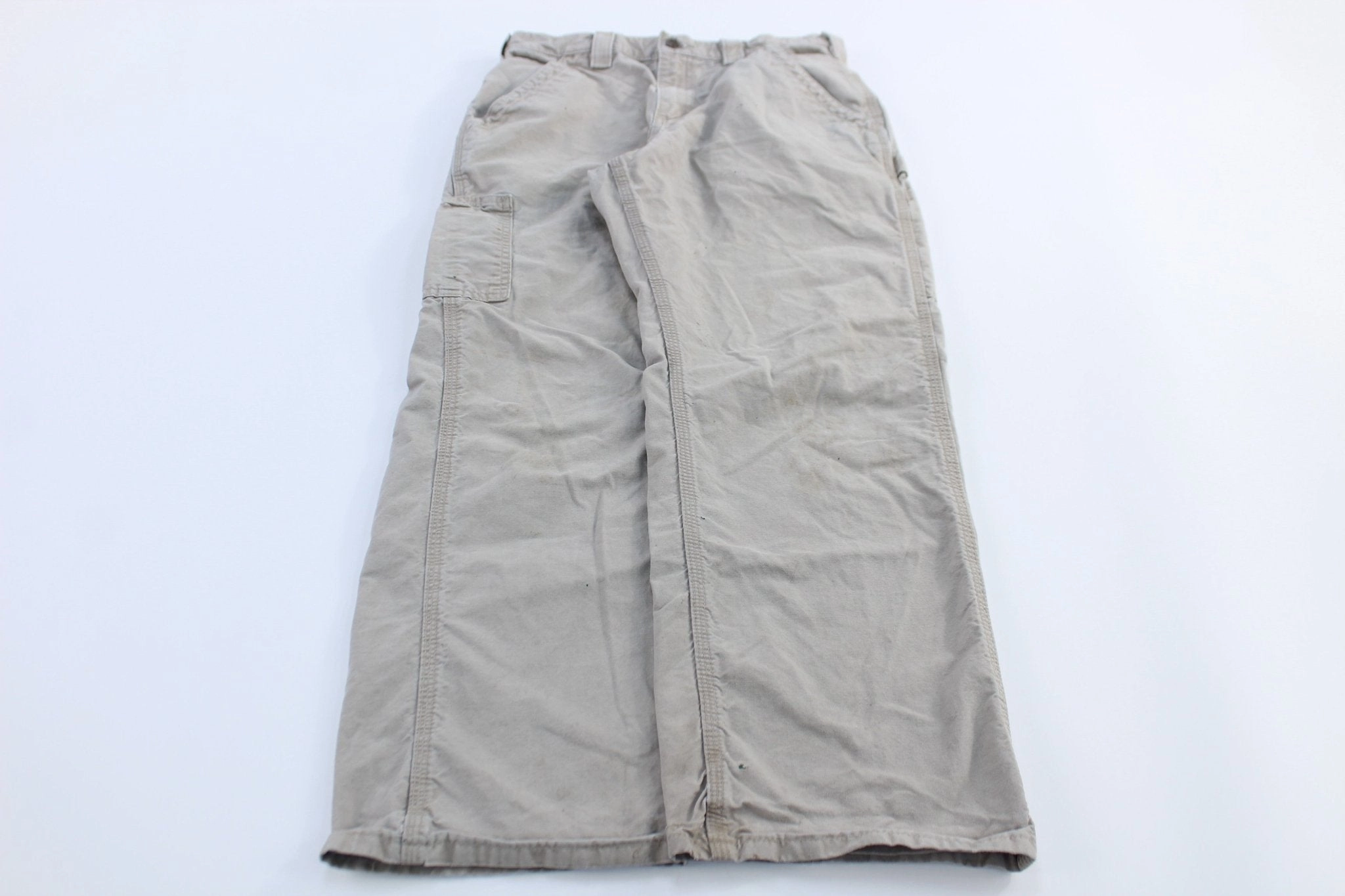 Carhartt Log Patch Khaki Dunagree Fit Pants Comfy Wardrobe Slim Stretch Fit