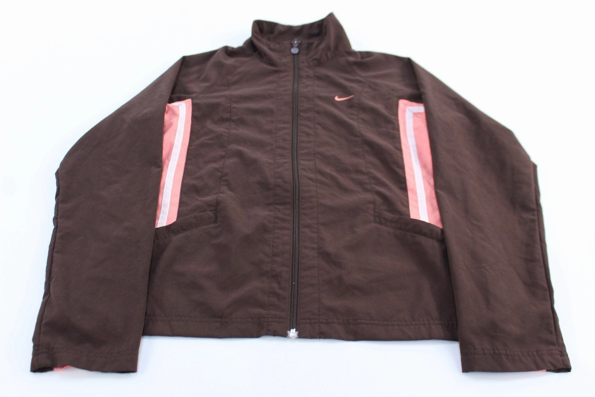Women's Vintage Nike Brown & Pink Full Zip Jacket Water resistant coating