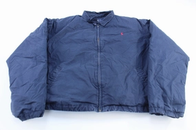 90's Polo by Ralph Lauren Blue Puffer Jacket Prevent Collapsible Hood Structure