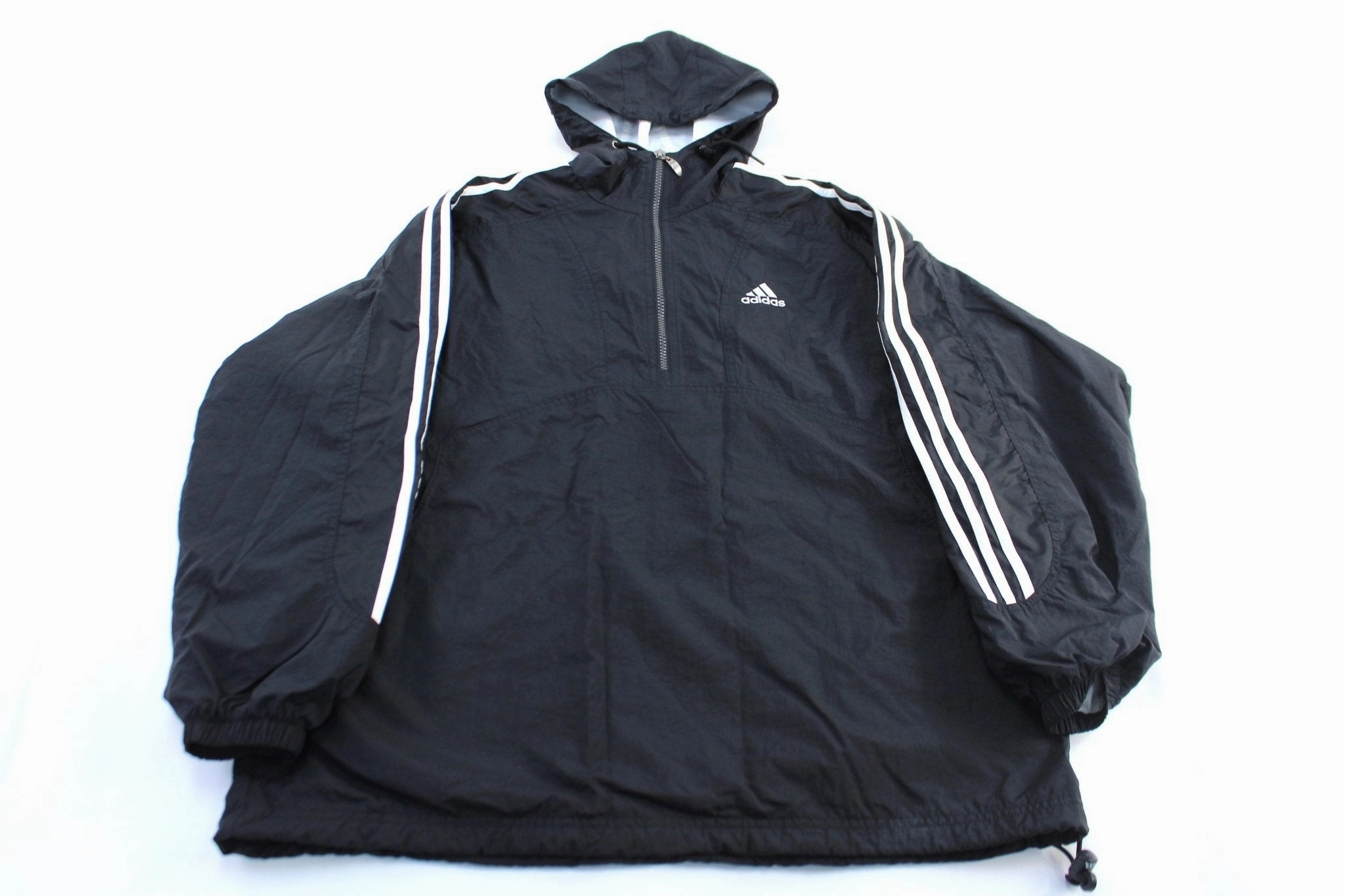 Cool Weather Layer museum 90's Adidas Embroidered Logo Black & White Striped Zip Up Jacket