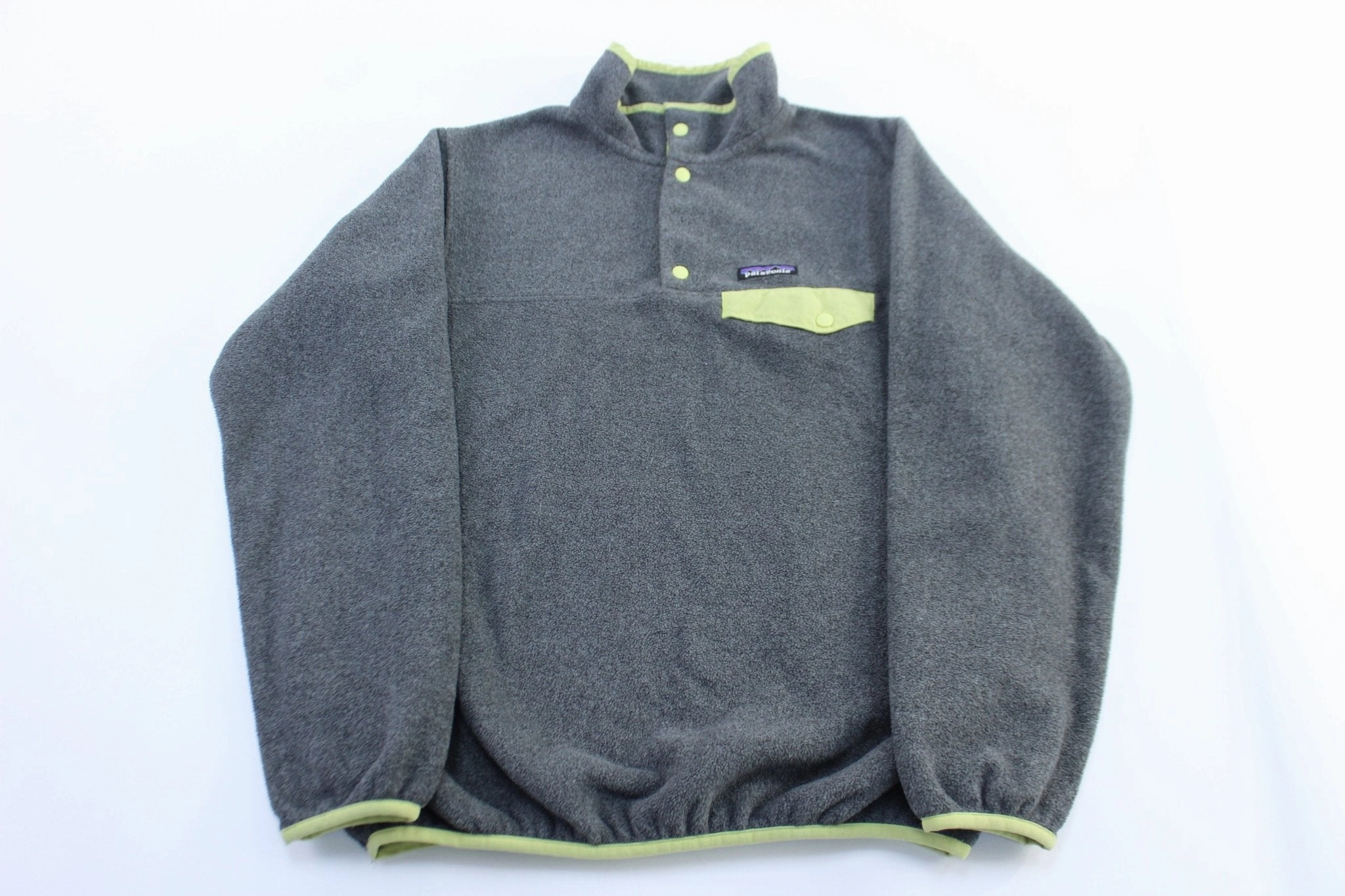 Women's Patagonia Synchilla Grey & Yellow Snap-T Pullover Durable piece