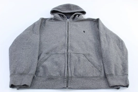 Cozy Lining Polo Ralph Lauren Embroidered Logo Grey Full Zip Hoodie