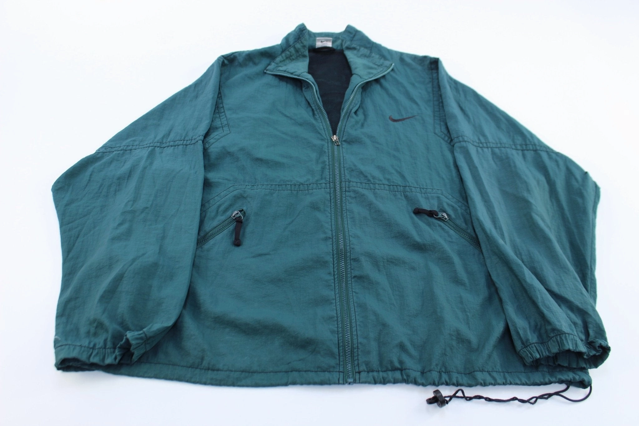 Review HighNeck 90's Nike Embroidered Swoosh Logo Green Zip Up Jacket