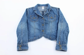 Toothpaste White Girls Disney Store Embroidered Tinker Bell Denim Jacket