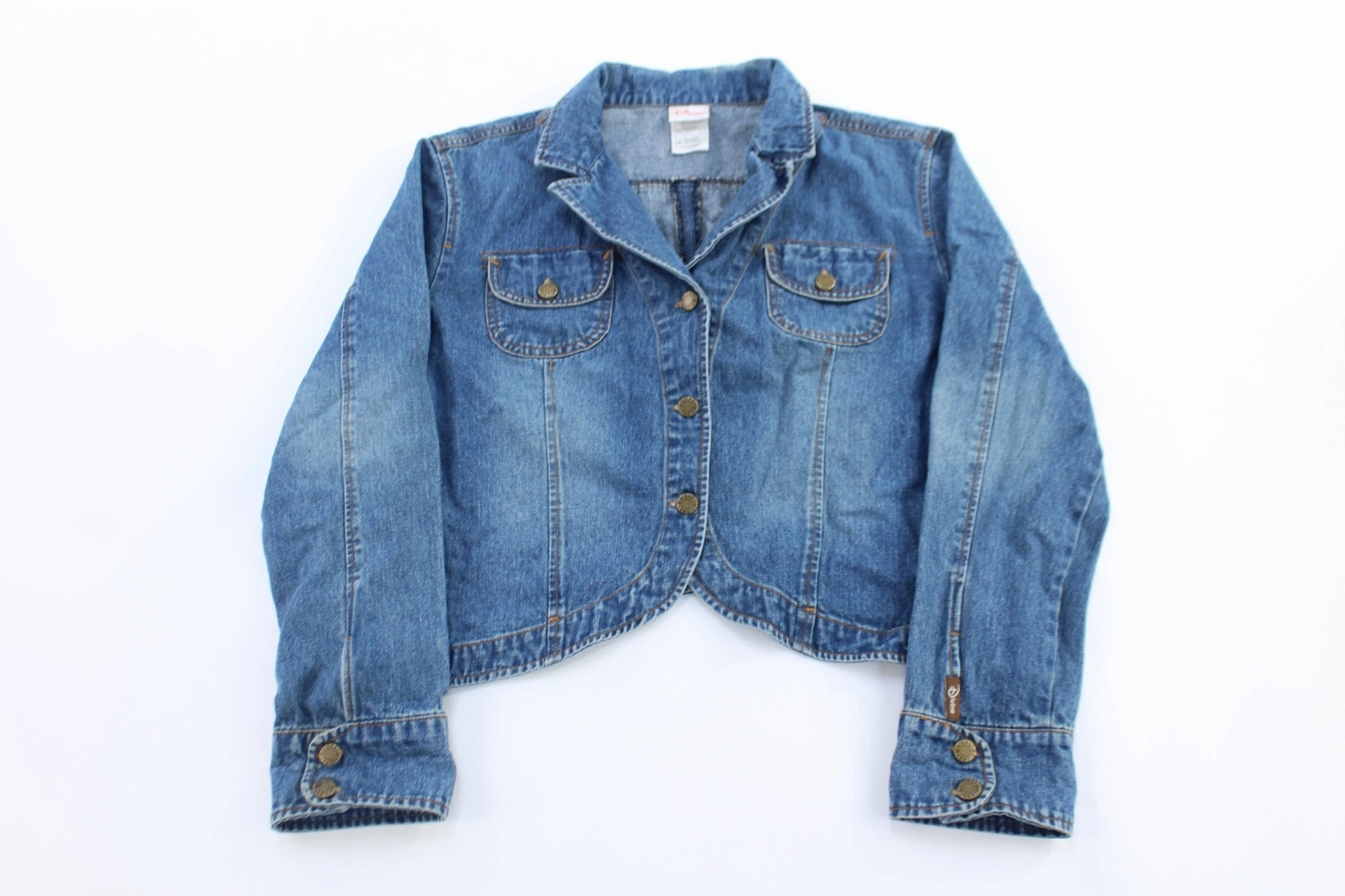 Toothpaste White Girls Disney Store Embroidered Tinker Bell Denim Jacket