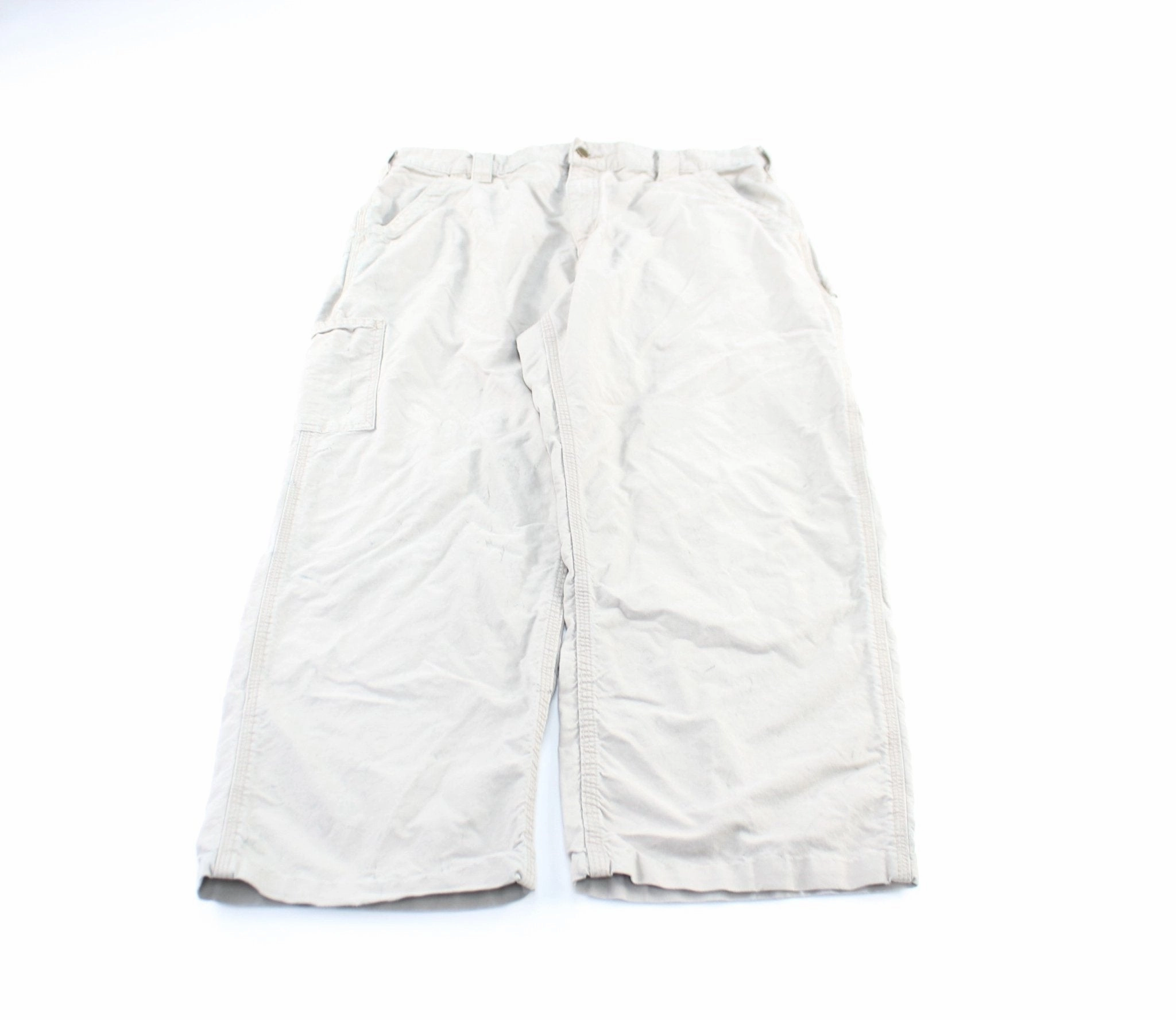 Breathable Stretch Wear Structured Hemline Carhartt Logo Patch Beige Carpenter Pants