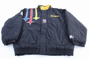 90's Pittsburgh Steelers Football Embroidered Starter Zip Up Jacket Bicycle