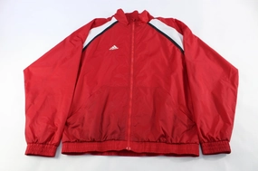 Stylish Layer Adidas Embroidered Logo Red, Black & White Zip Up Jacket