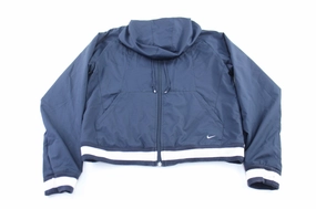 Women's Nike Embroidered Logo Navy Blue & White Zip Up Jacket Analysis Volunteer