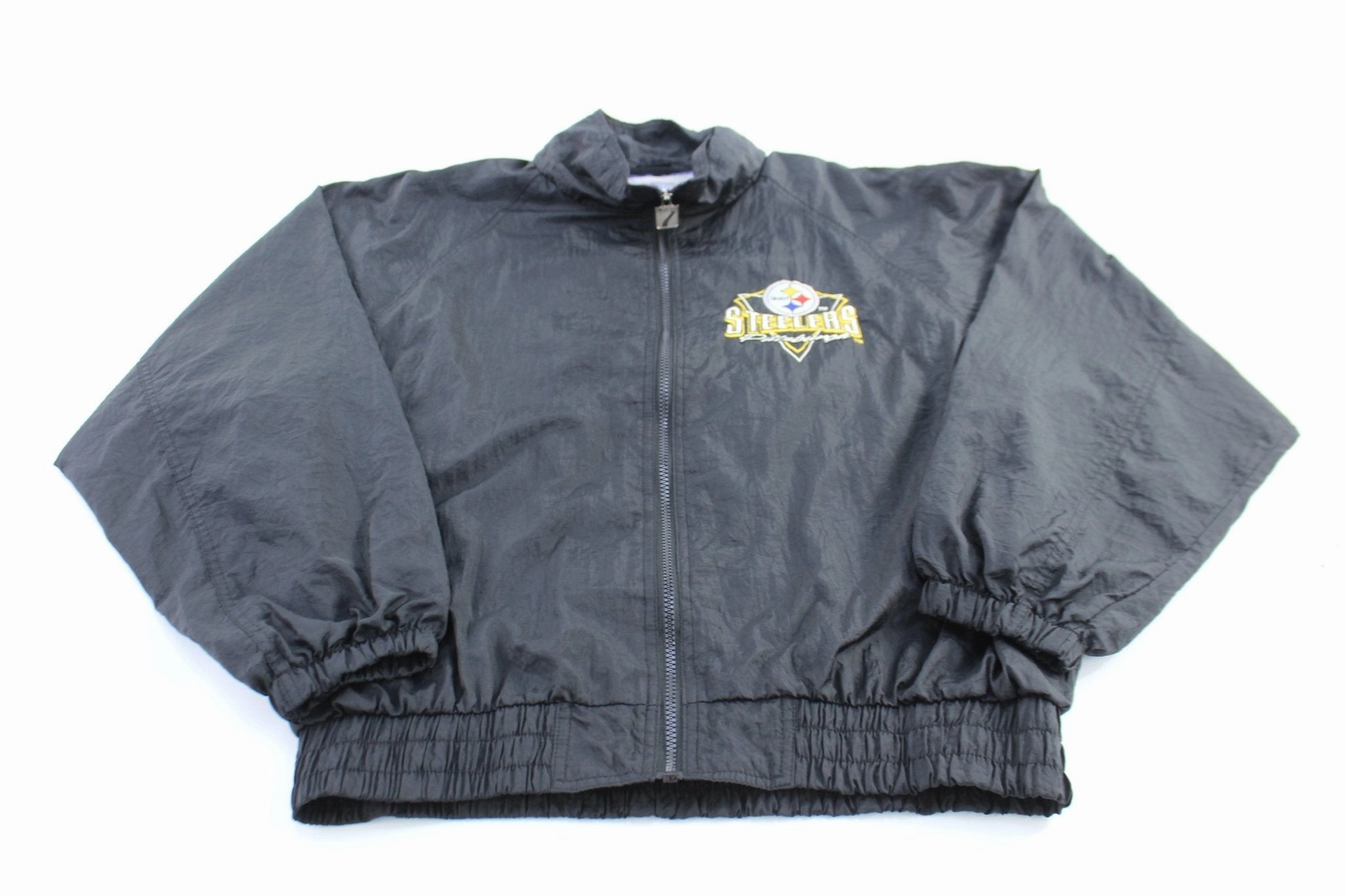 90's Pittsburgh Steelers Embroidered Logo 7 Zip Up Jacket Functional Detail low quality