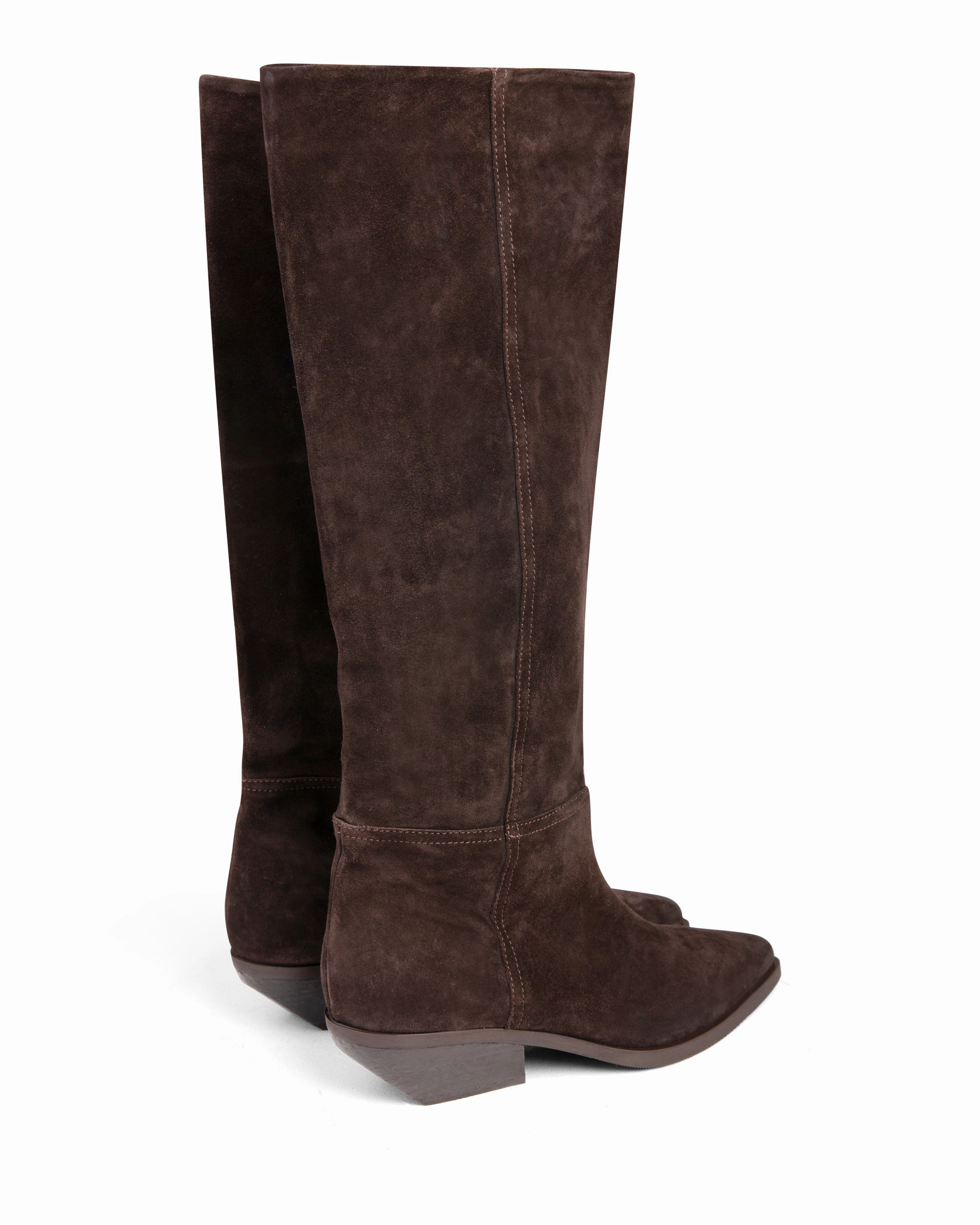 All Day Fit Chic Touch Western Knee High Boot Dark Brown Suede E4522