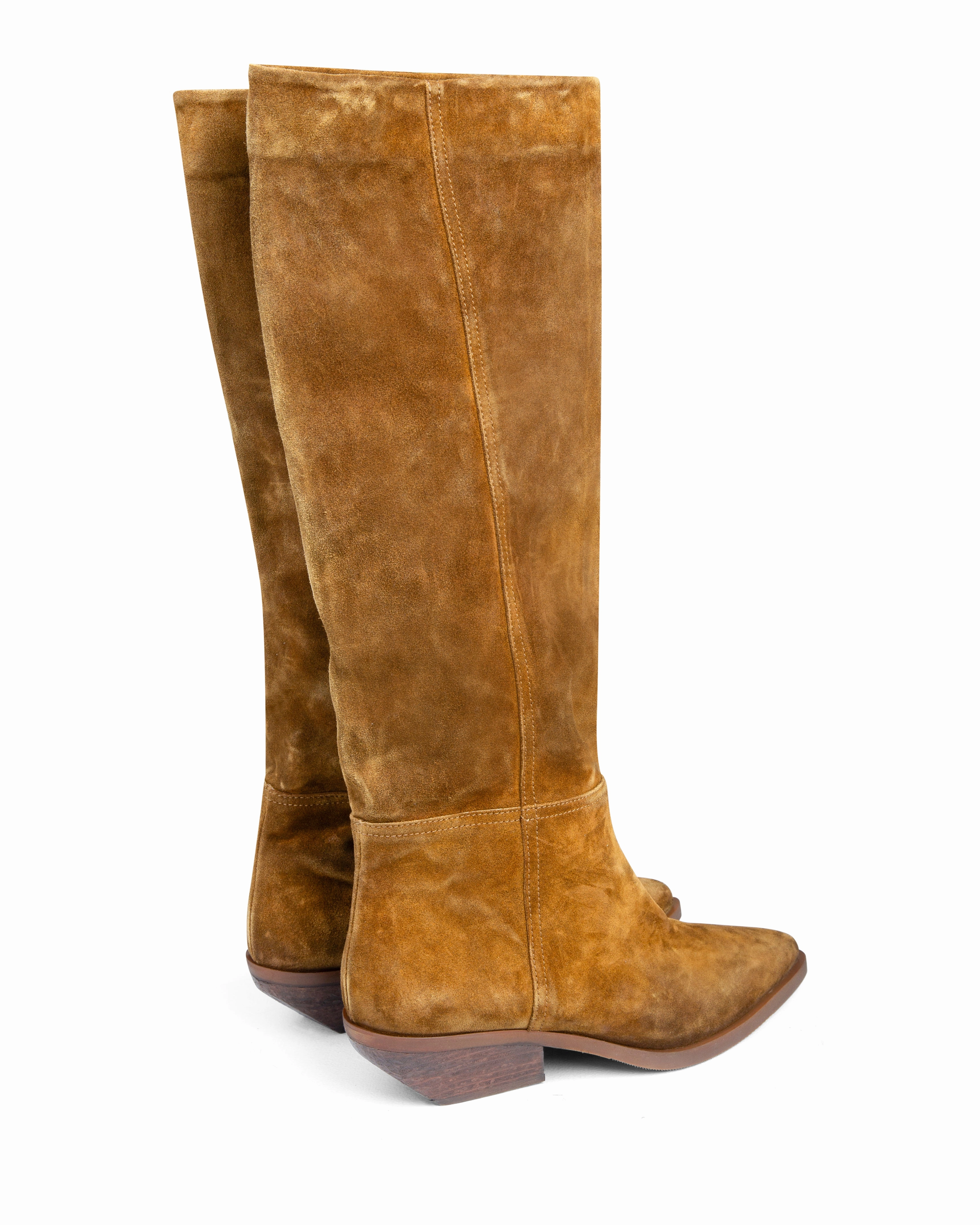 Western Knee High Boot Tan Suede E4522 Weather Proof Fashion Incredible Comfort