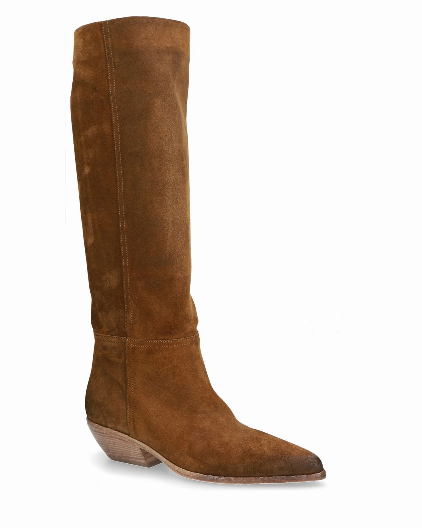 Cozy Walk Western Knee High Boot Tan Suede E4522